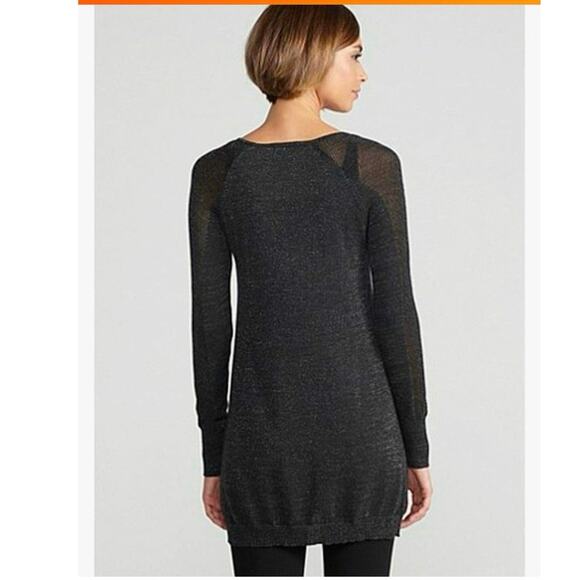 Eileen Fisher Black Metallic Sweater Light Knit PL Wool Blend Holidays Shimmery - Picture 4 of 13